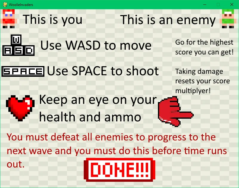 Woolie Invaders help screen