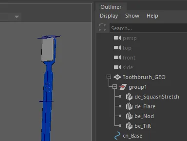 Hierarchy of the toothbrush rig.
